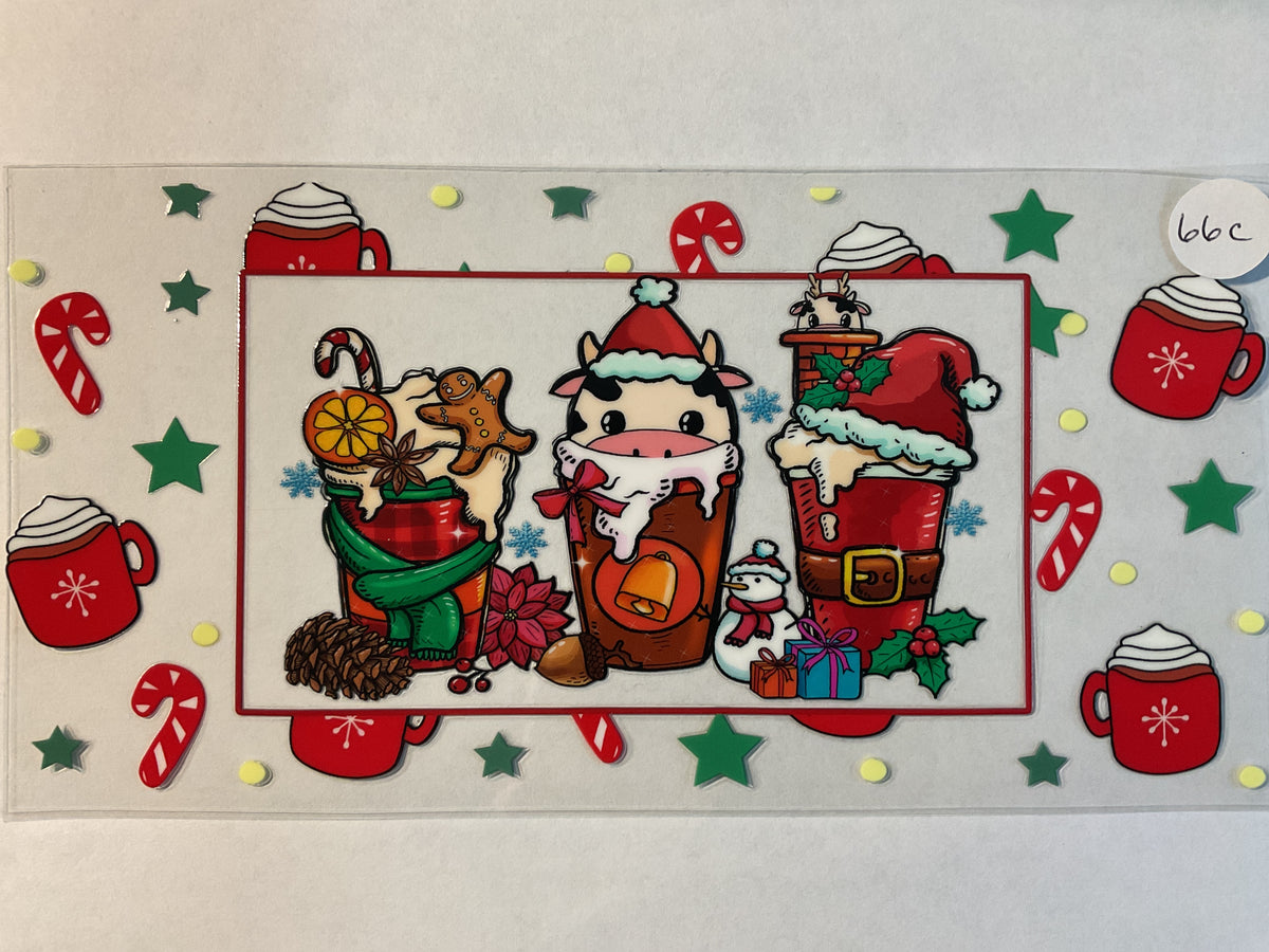 66C - Christmas Cow Hot Cocoa - UV DTF
