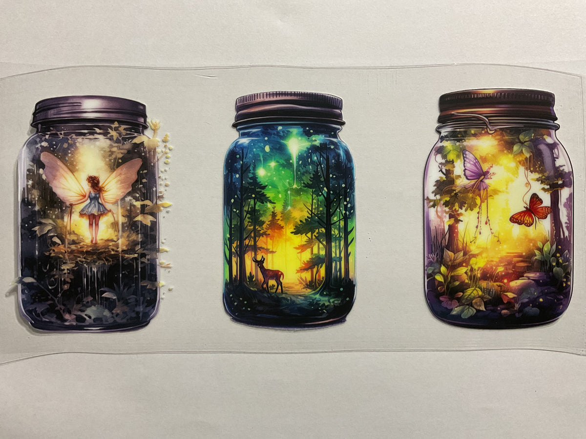 Fairy Deer Butterfly Jar Scenery - UV DTF