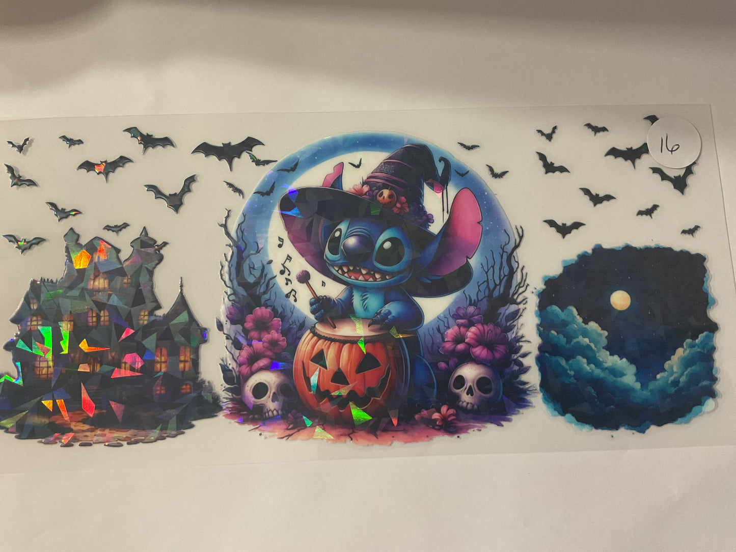 #16H - Diamond Cut Holographic Blue Guy Halloween - UV DTF