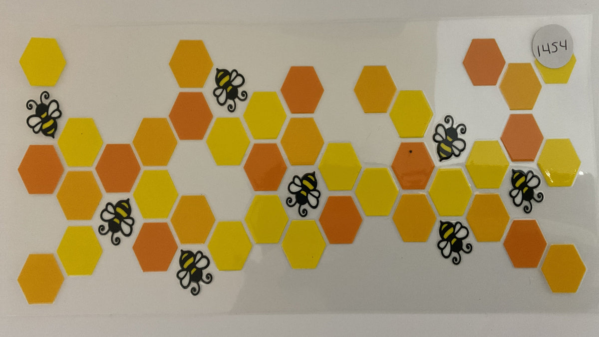 #1454 - Honeycomb Bees - UV DTF