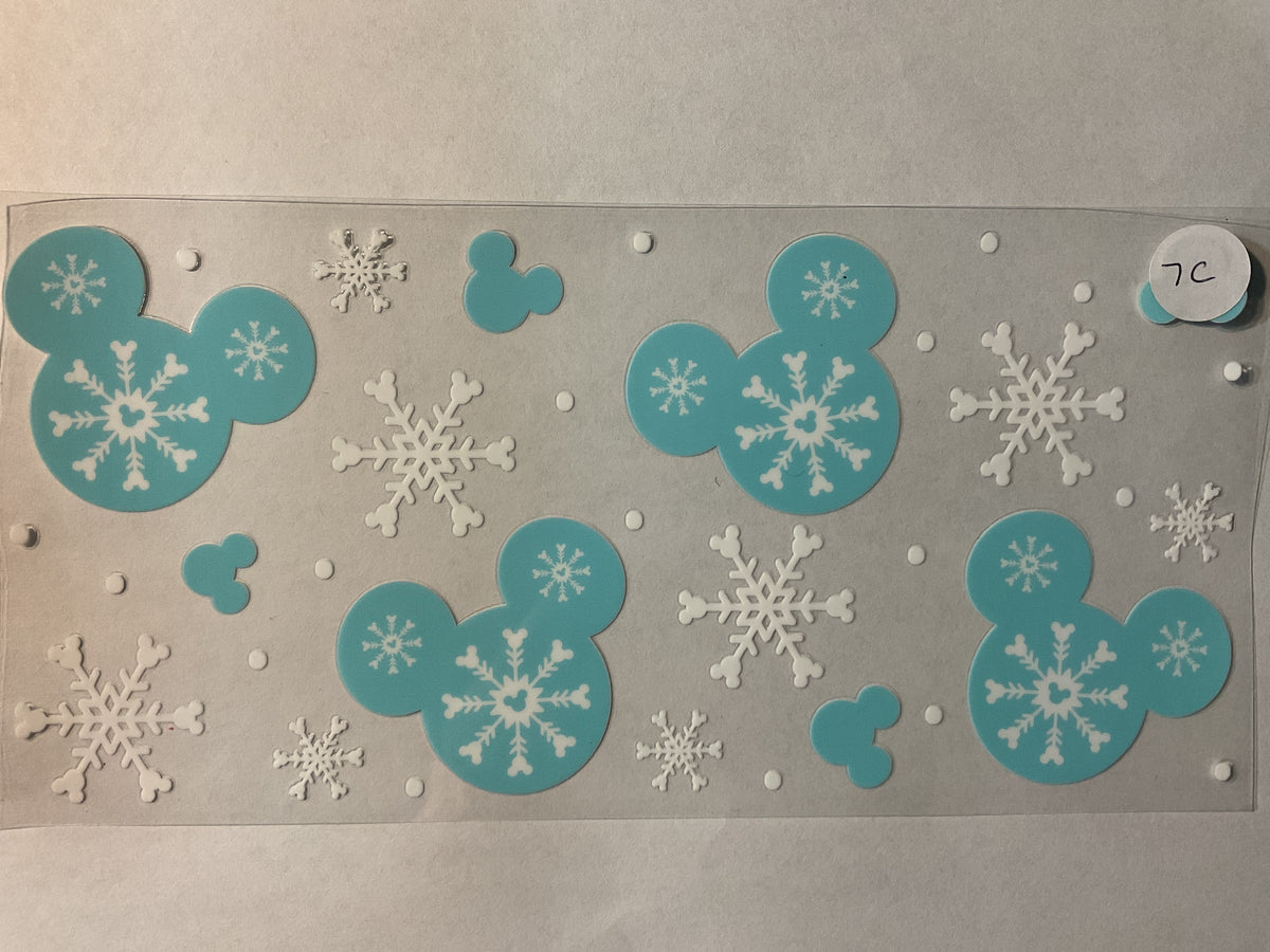 7C - Mouse Blue Snowflakes - UV DTF
