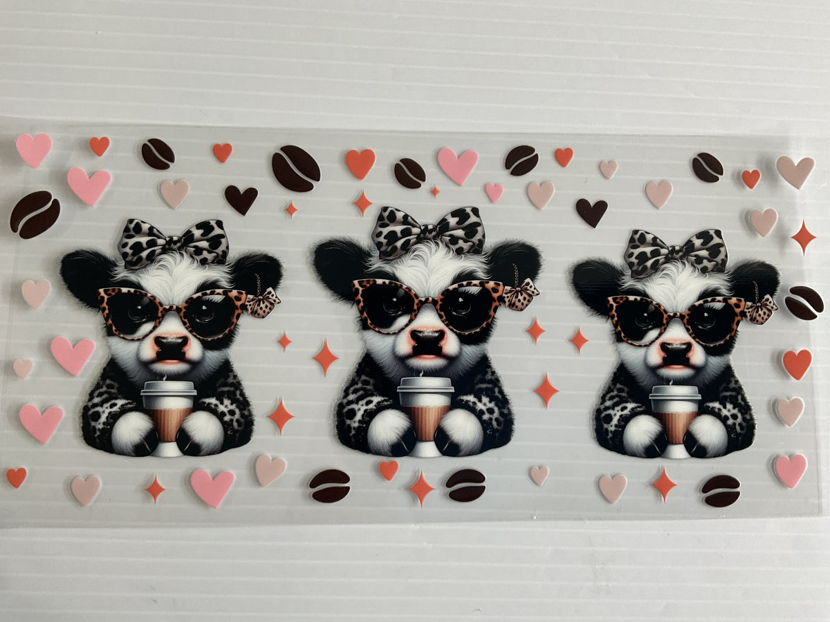 Coffee Cow Leopard Glasses Cow Print Bow