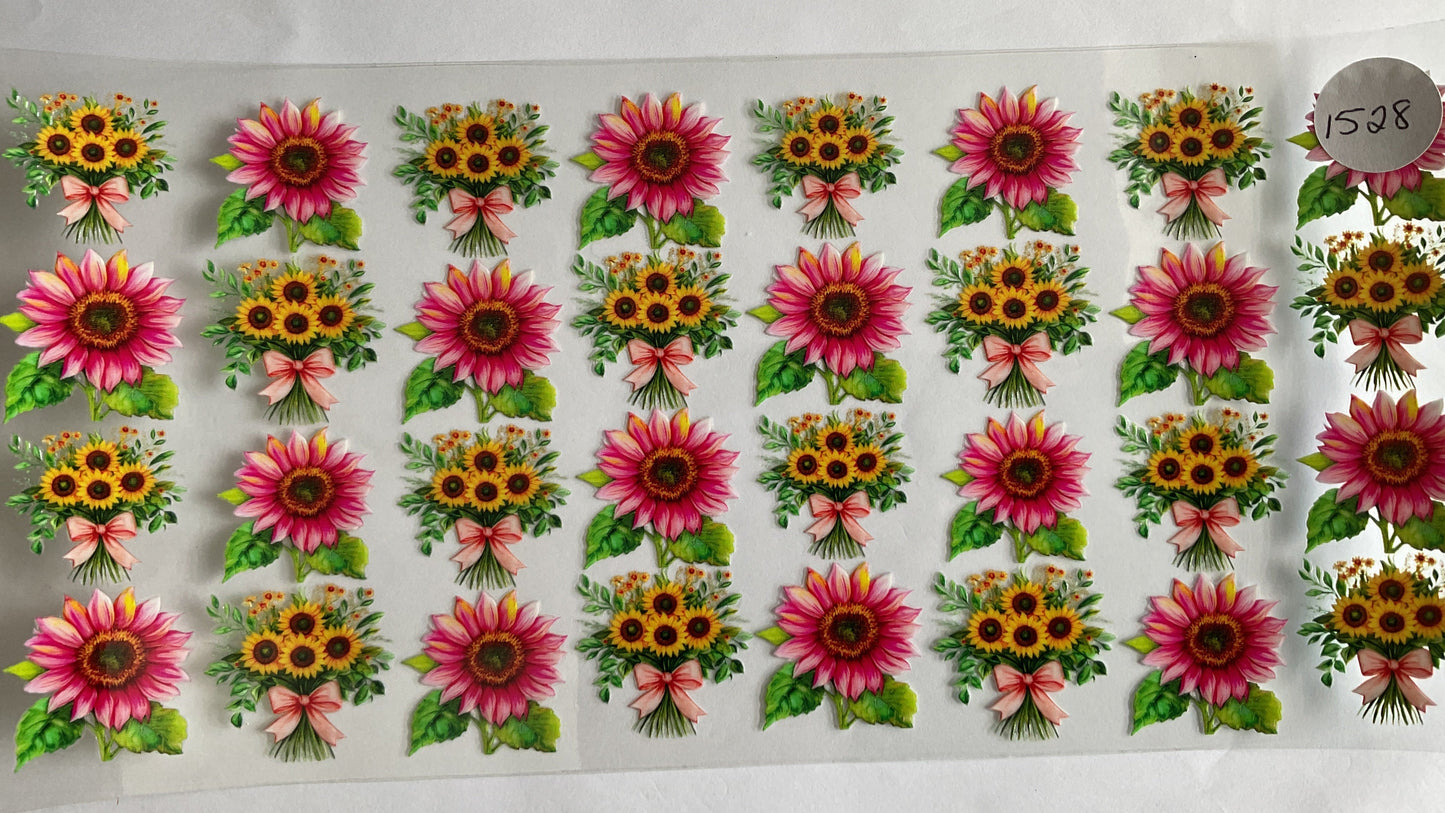 #1528 - Pink & Sunflowers - UV DTF