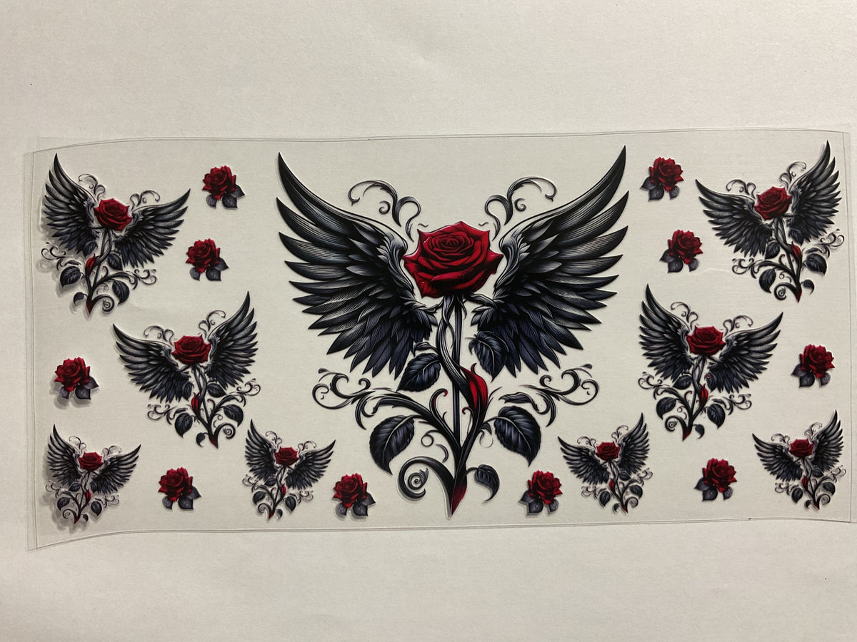 Red Rose Black Wings - UV DTF