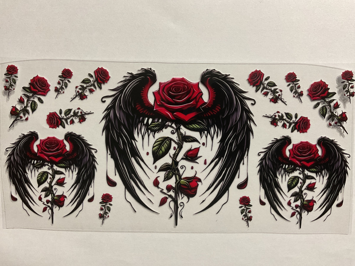 Red Roses Black Wings - UV DTF