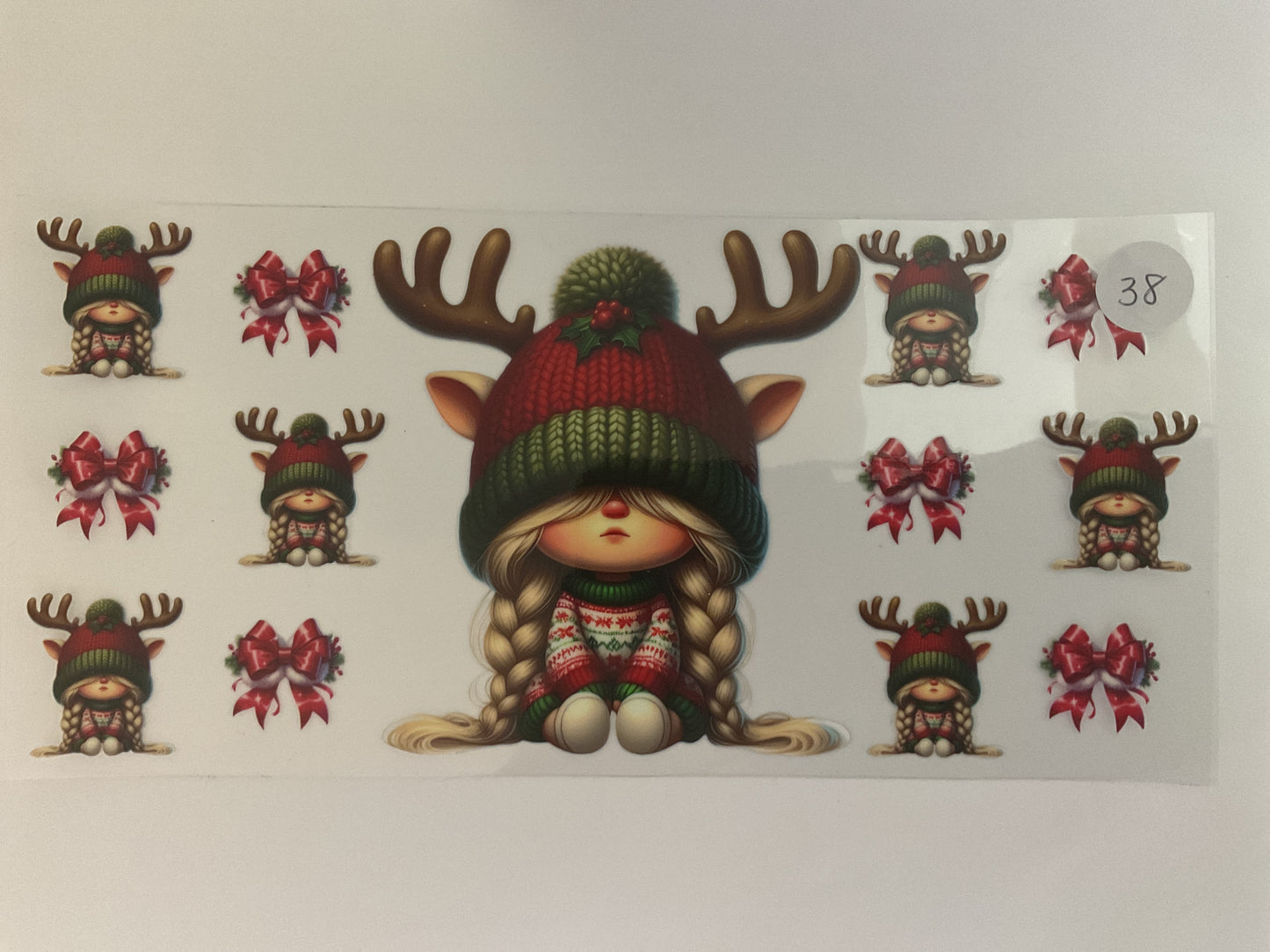 #38H - Christmas Girl Reindeer - UV DTF