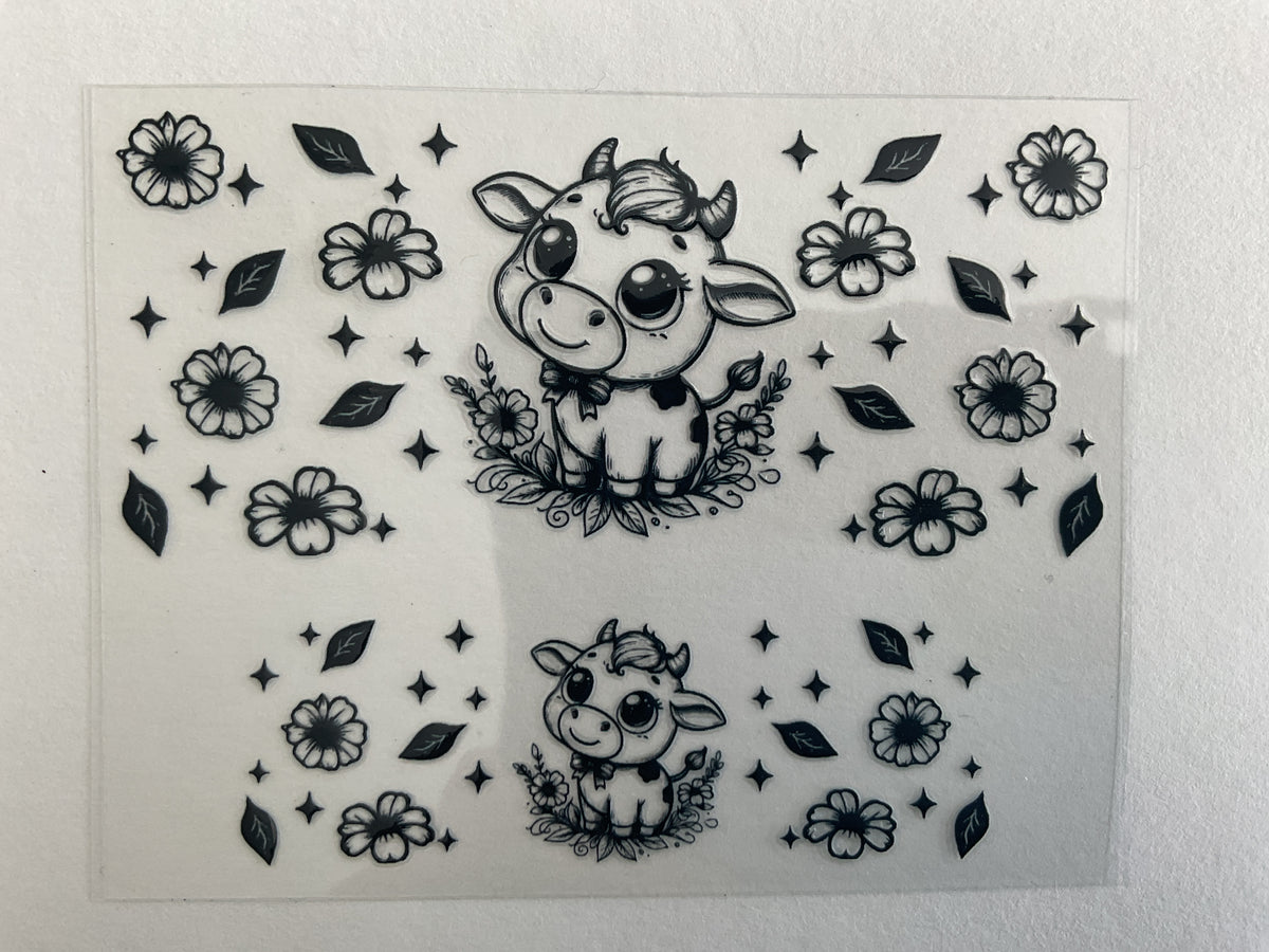 Cow Black Outline - Tumbler Keychain Wrap