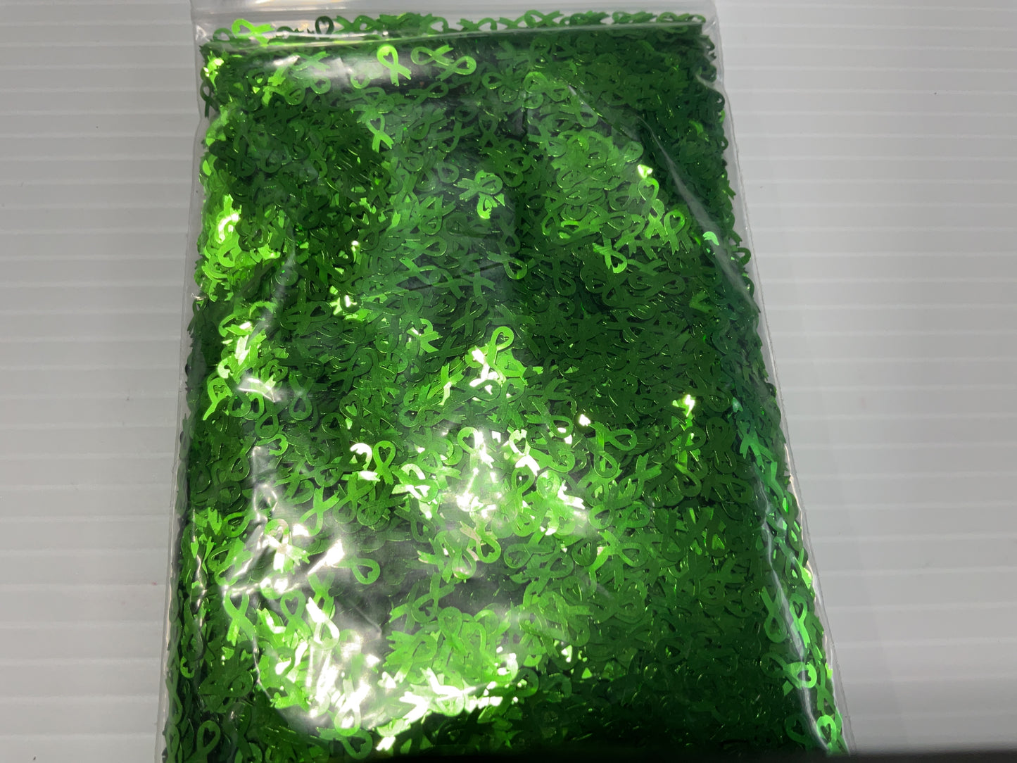 Green Support Ribbons - Glitter Shapes