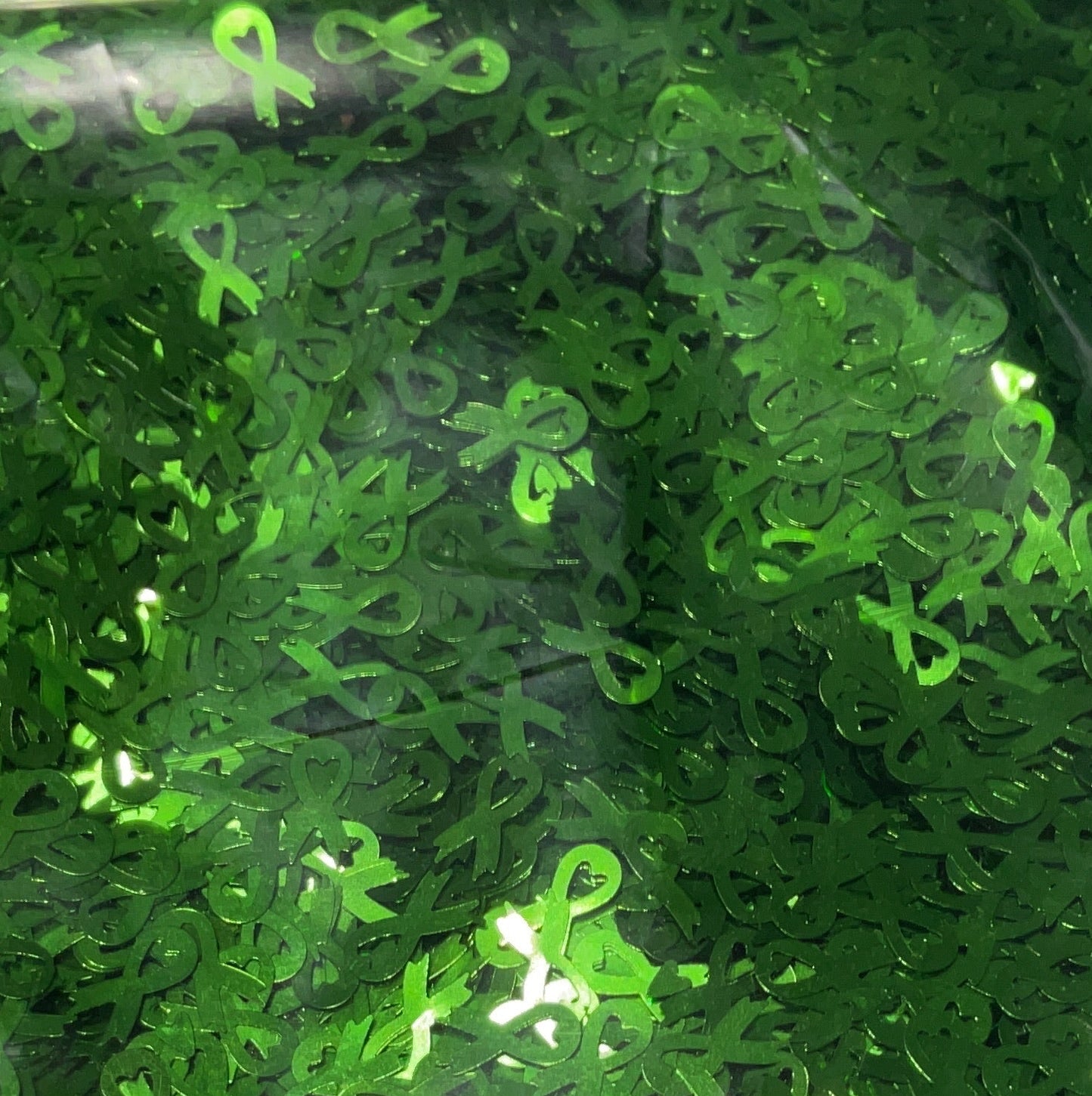 Green Support Ribbons - Glitter Shapes