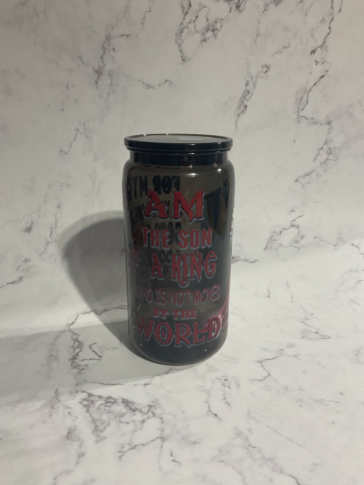 16oz Black I Am the Son of a King… - Premade NON-Snow Globe Tumbler