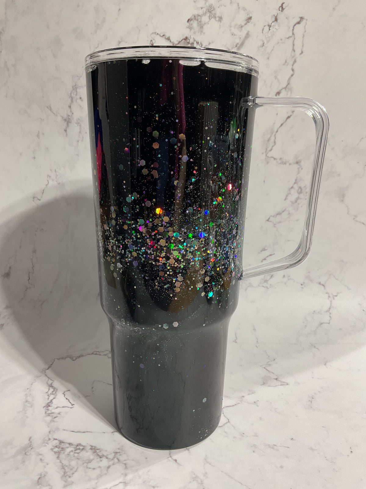 40oz Black Galaxy Dual Lava Snow Globe Tumbler