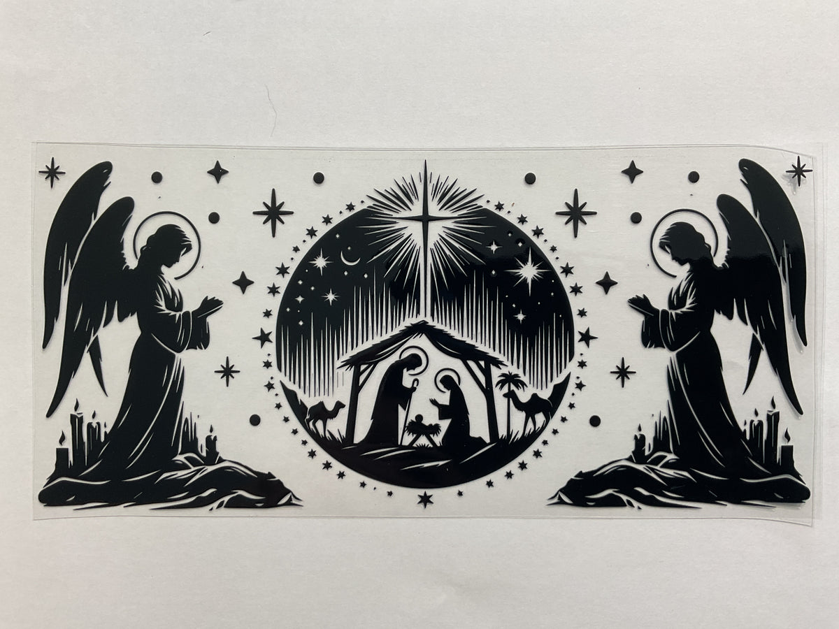 146C - Christmas Nativity Black - Tumbler Wrap