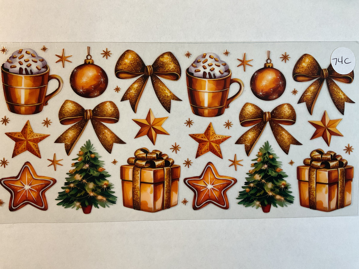 74C - Gold Christmas Elements - UV DTF