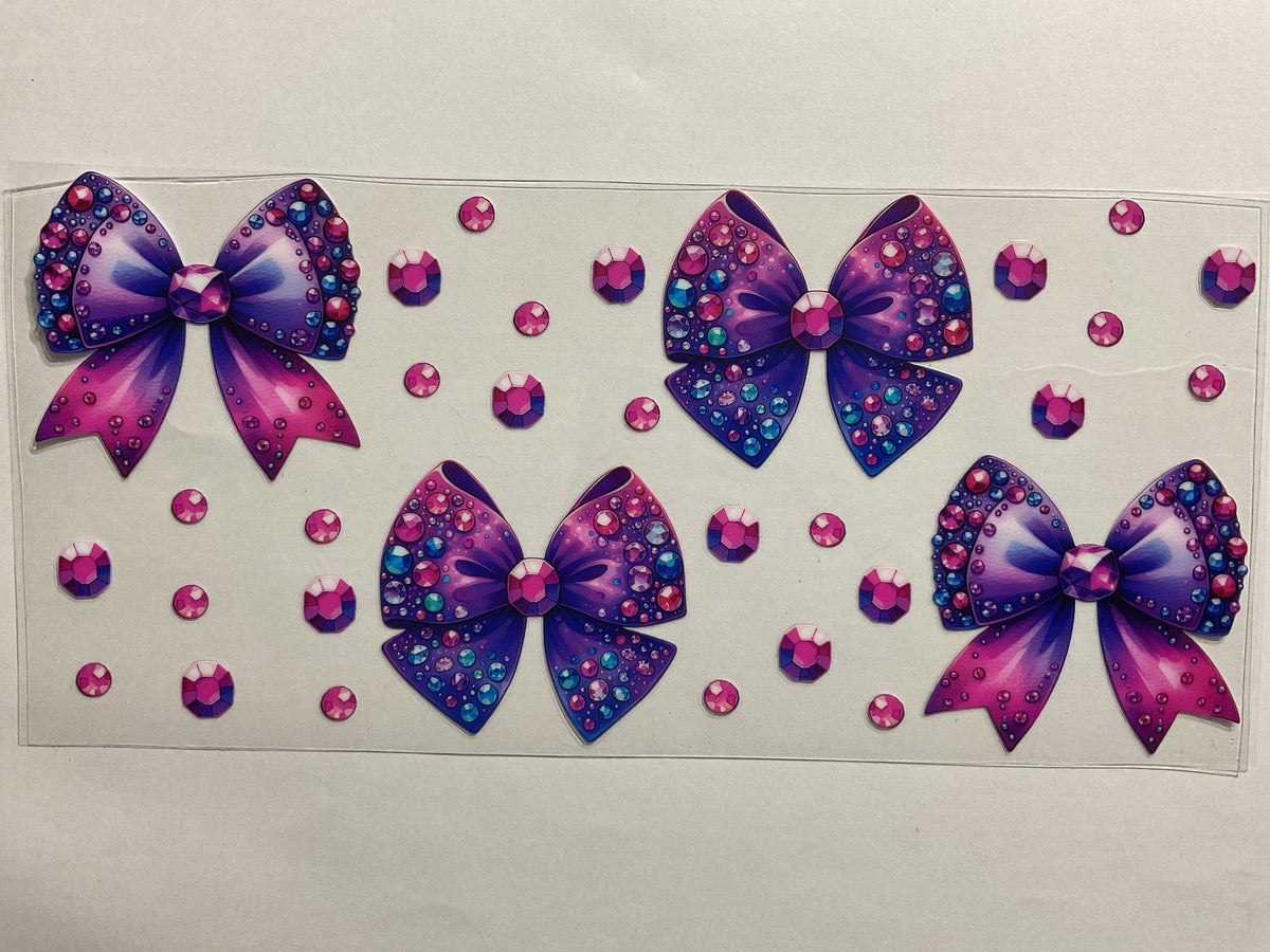 Bows Purple Pink Gems - UV DTF