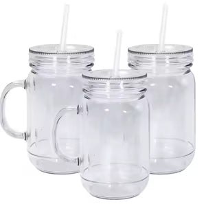 20oz Mason with Handle Snow Globe Tumbler