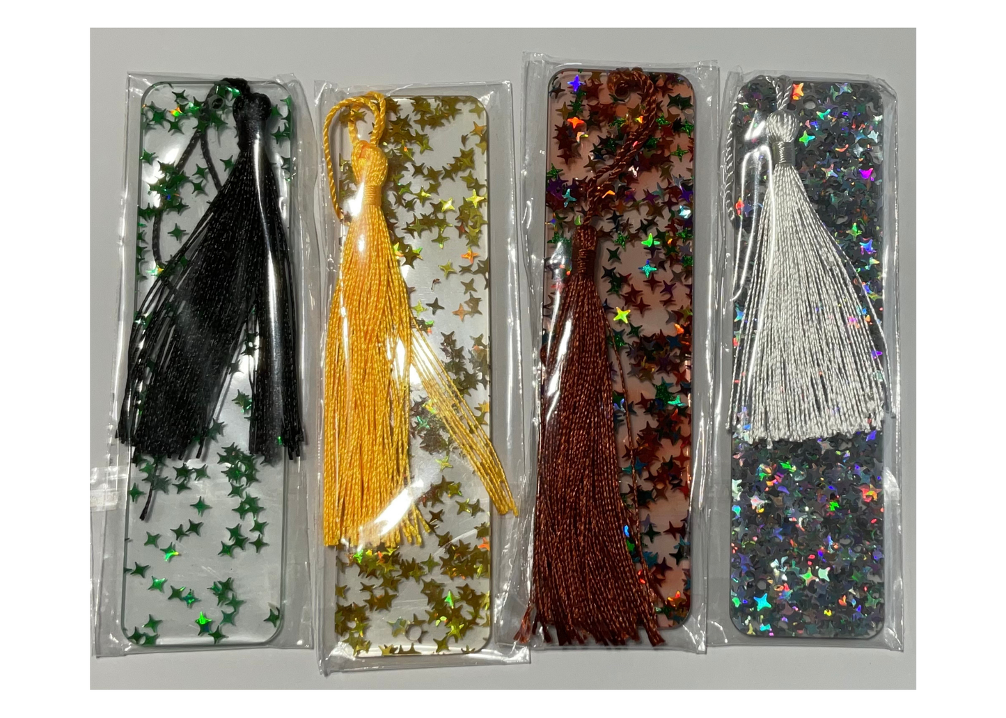 Acrylic Bookmarks - Clear with Glitter Stars Design