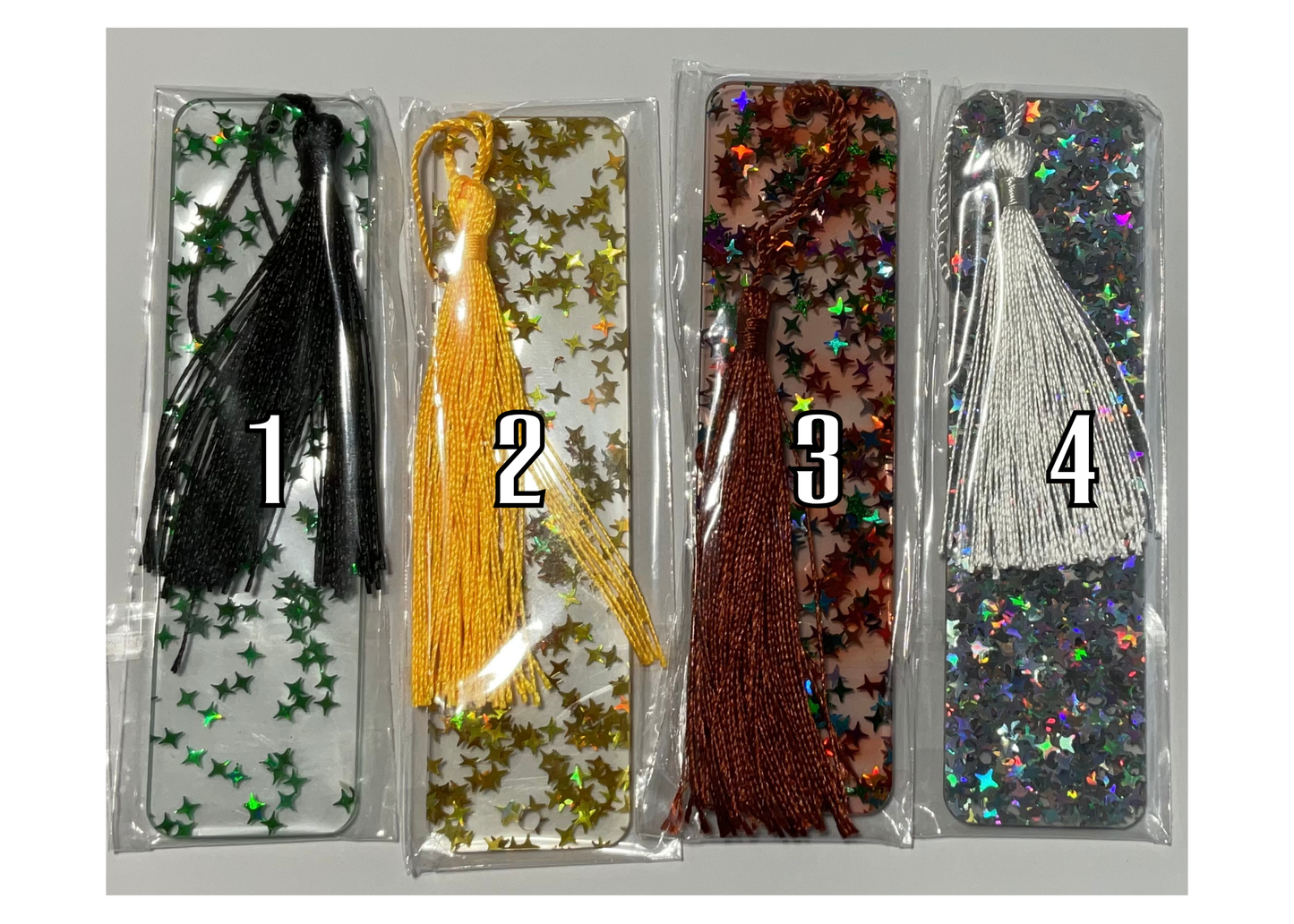 Acrylic Bookmarks - Clear with Glitter Stars Design