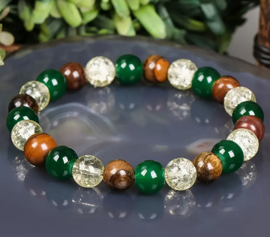 Beaded Bracelet - Tigers Eye Clear Crackle Jade