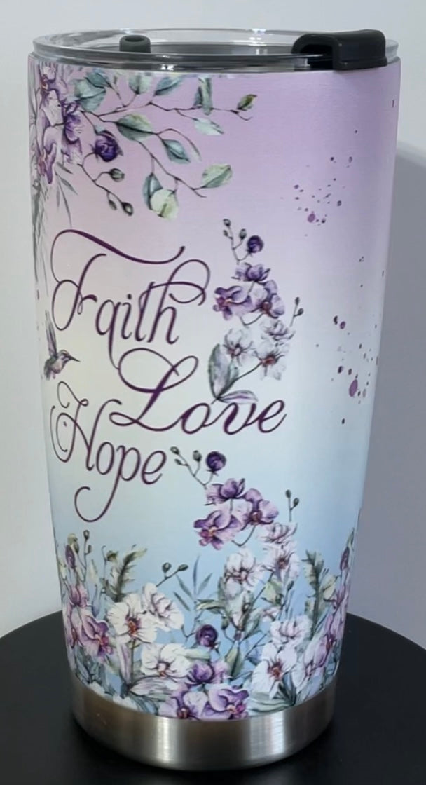 24oz Stainless Steel Faith Love Hope Travel Tumbler