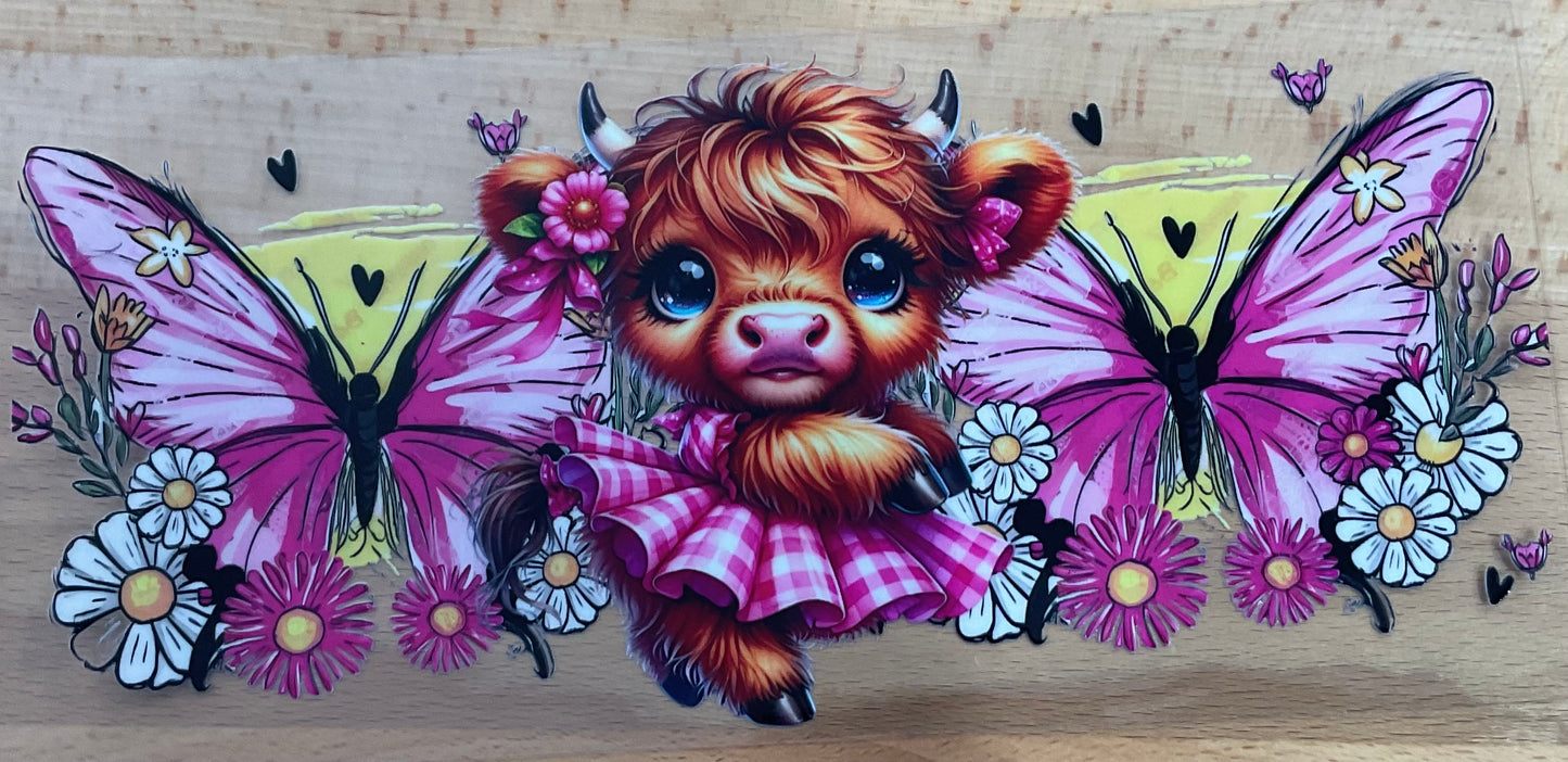 Baby Cow Pink Plaid - UV DTF Tumbler Wrap