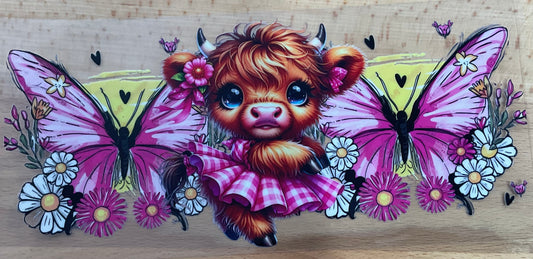 Baby Cow Pink Plaid - UV DTF Tumbler Wrap