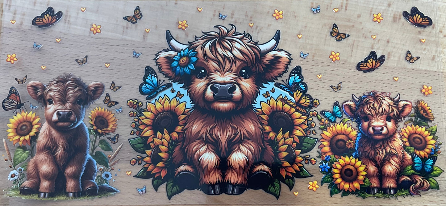 Cows Blue Butterflies - UV DTF Tumbler Wrap