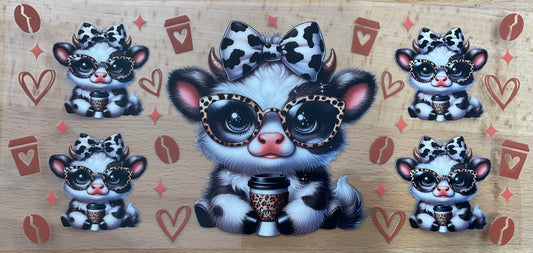 Cow with Cow Print Bow - UV DTF Tumbler Wrap