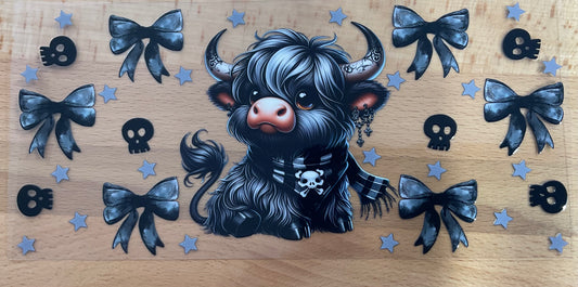 Black Goth Cow - UV DTF Tumbler Wrap