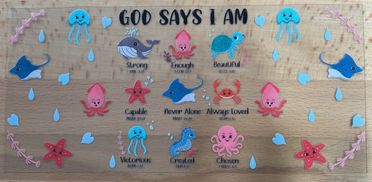 God Says I Am Ocean Life Scriptures - UV DTF Tumbler Wrap