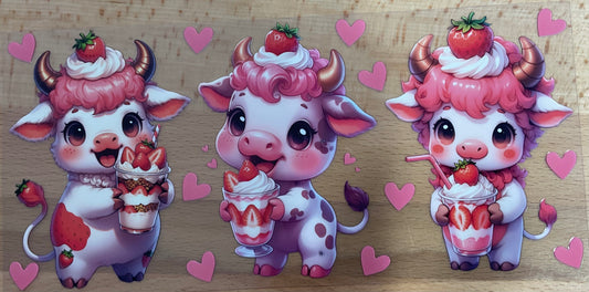 Strawberry Cow - UV DTF Tumbler Wrap