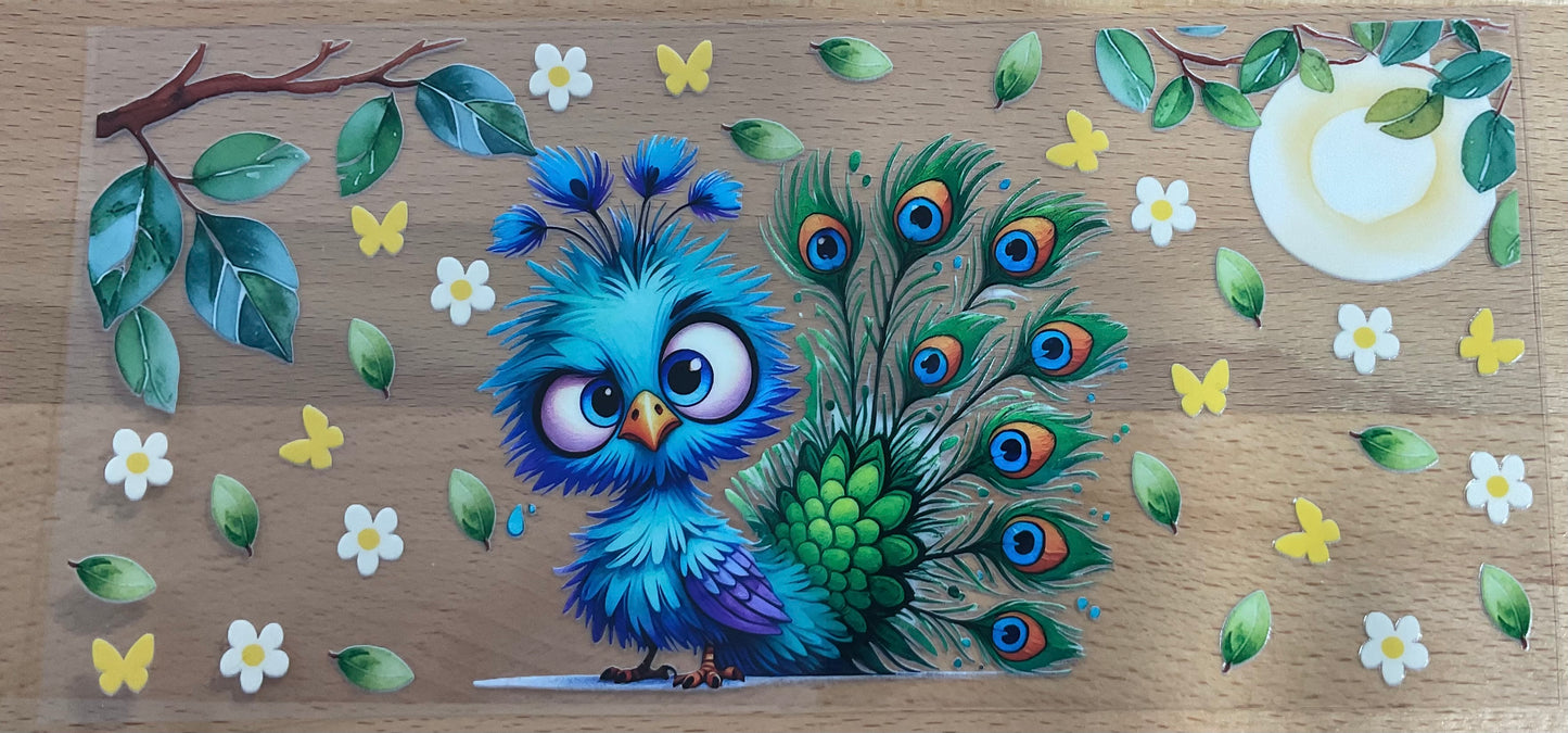 Crazy Peacock Bird - UV DTF Tumbler Wraps