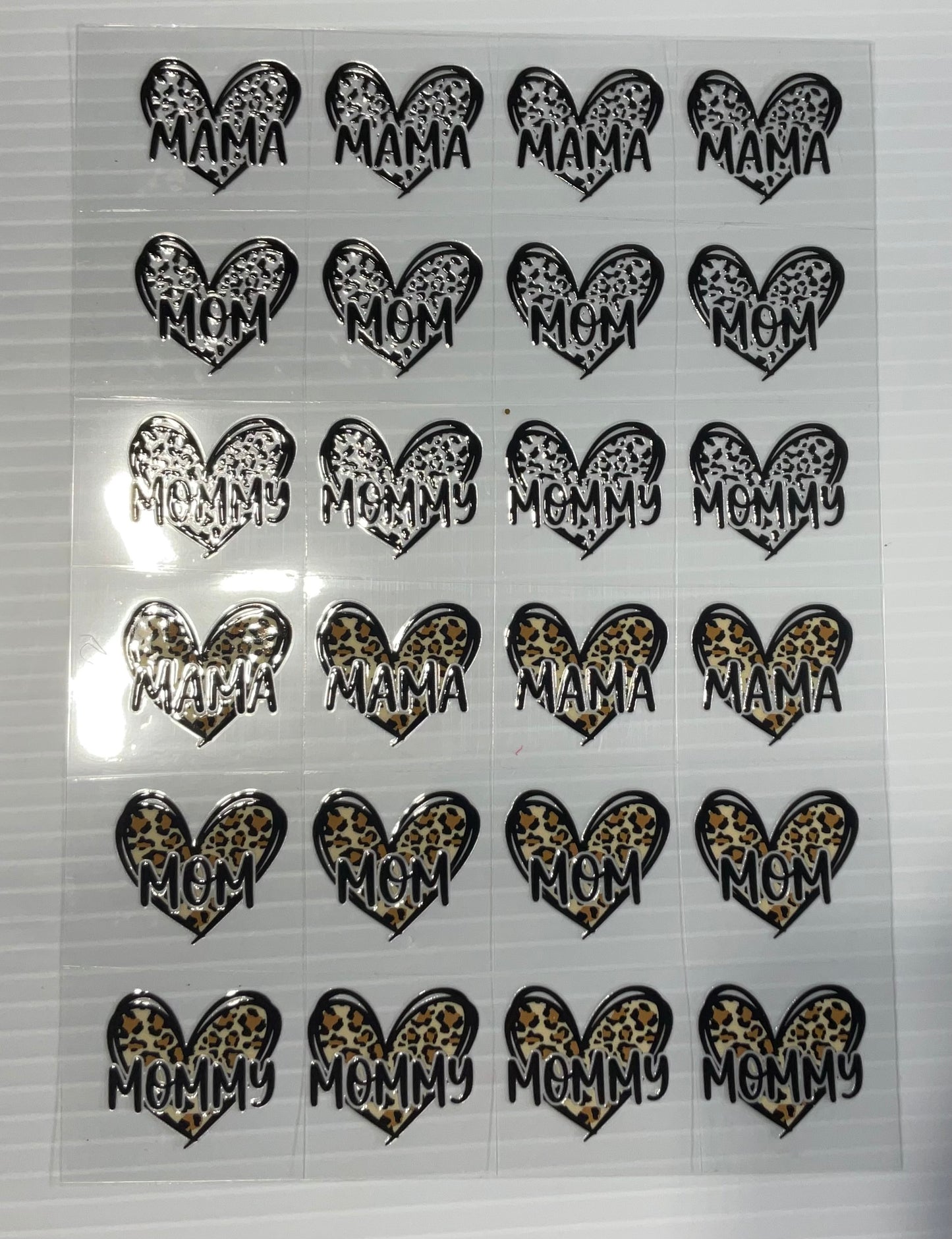 Leopard Heart Mama Mom Mommy - UV DTF Kiss Cut