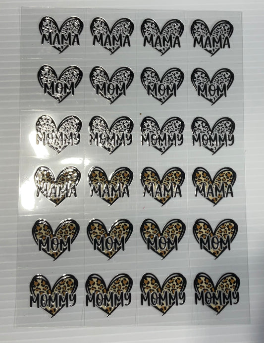 Leopard Heart Mama Mom Mommy - UV DTF Kiss Cut