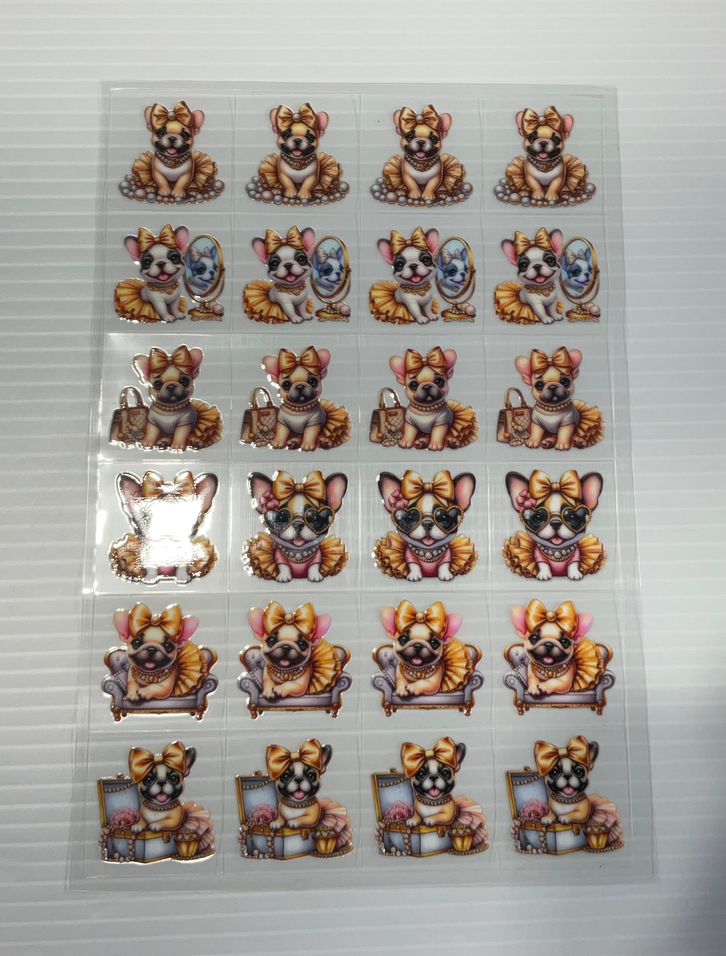 Various Cute Frenchie Dogs - UV DTF Kiss Cut