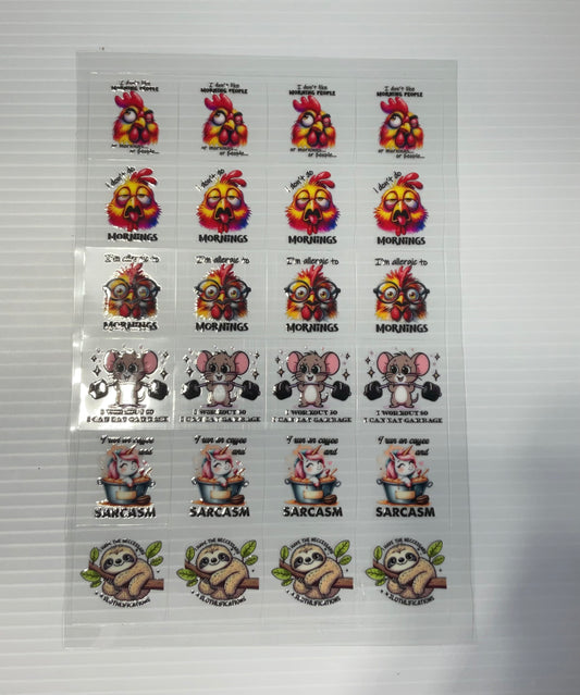 Cute Sassy Animals - UV DTF Kiss Cut