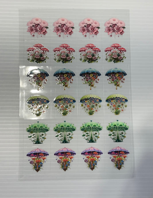 Flower Umbrellas - UV DTF Kiss Cut