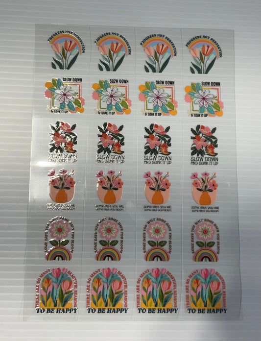 Positive Flowers - UV DTF Kiss Cut