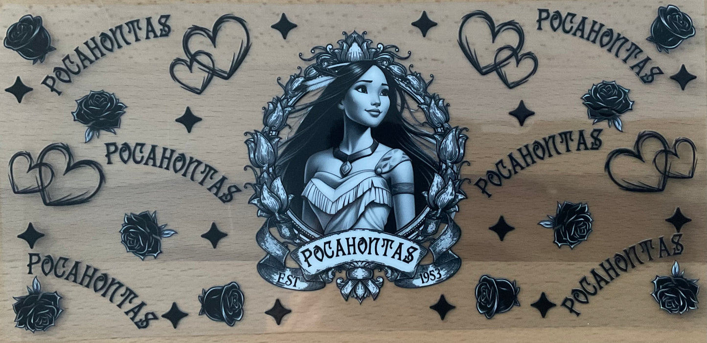 Pocahontas Black & White - UV DTF Tumbler Wrap