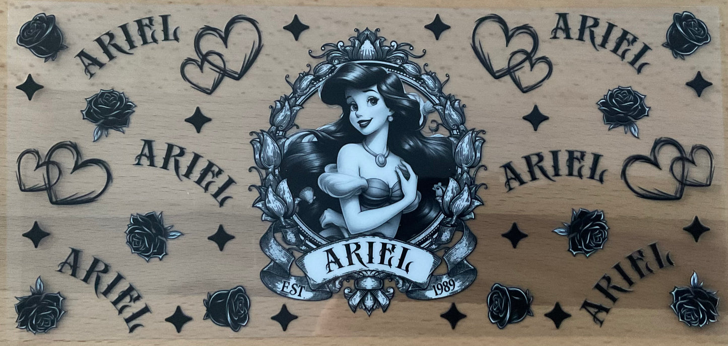 Mermaid Black & White - UV DTF Tumbler Wrap