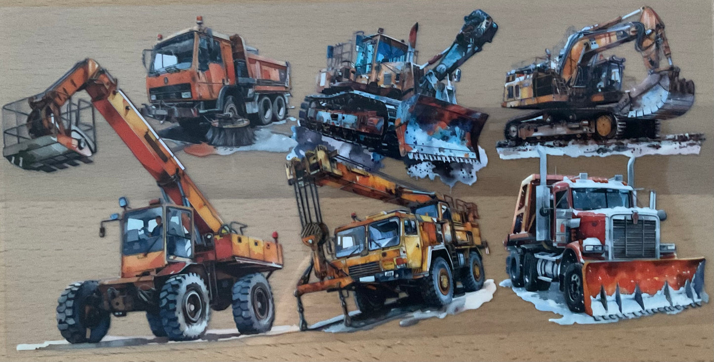 Construction Machines - UV DTF Tumbler Wrap