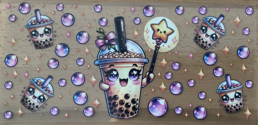 Cute Boba Face Drink - UV DTF Tumbler Wrap