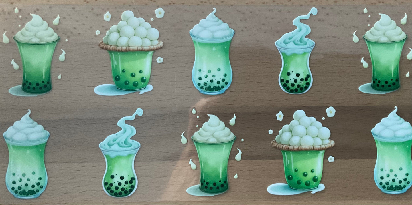 Green Boba Drink - UV DTF Tumbler Wrap