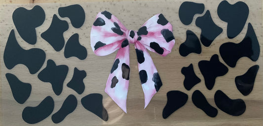 Pink Bow Cow Print - UV DTF Tumbler Wrap