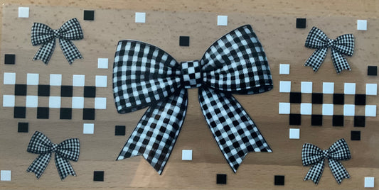 Black Checkered Bow - UV DTF Tumbler Wrap