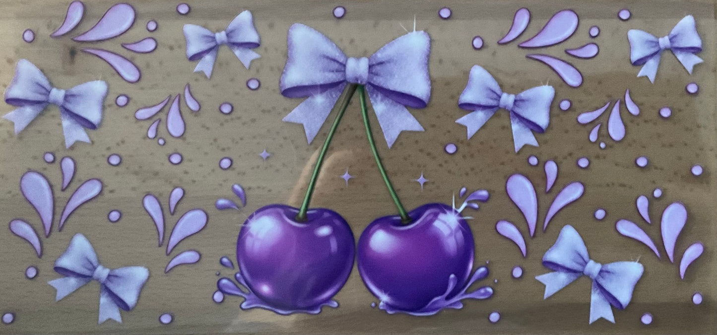 Purple Cherries - UV DTF Tumbler Wrap