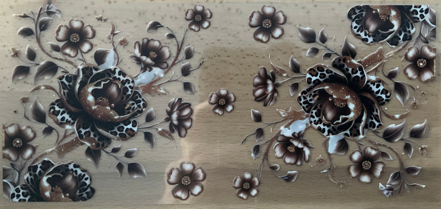Leopard Print Flowers - UV DTF Tumbler Wrap