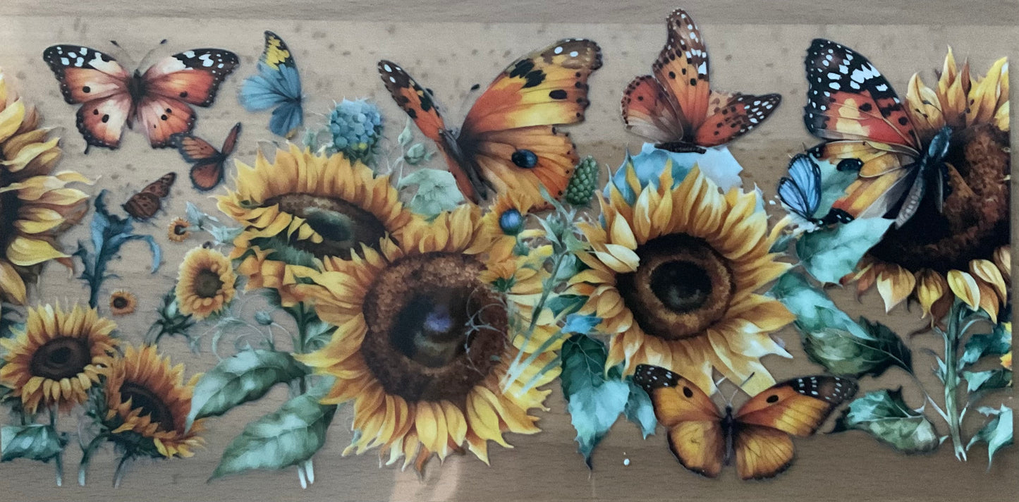Sunflower Butterfly - UV DTF Tumbler Wrap