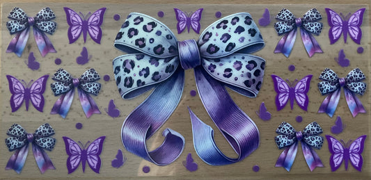Purple Leopard Bow - UV DTF Tumbler Wrap