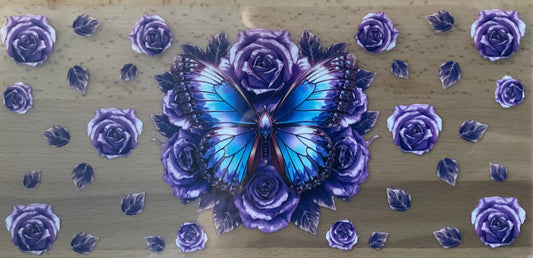 Blue Purple Butterfly - UV DTF Tumbler Wrap