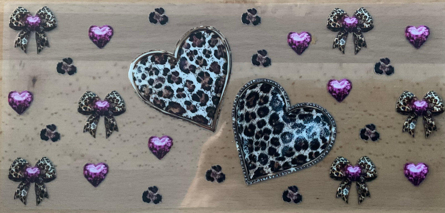 Leopard Print Hearts - UV DTF Tumbler Wrap